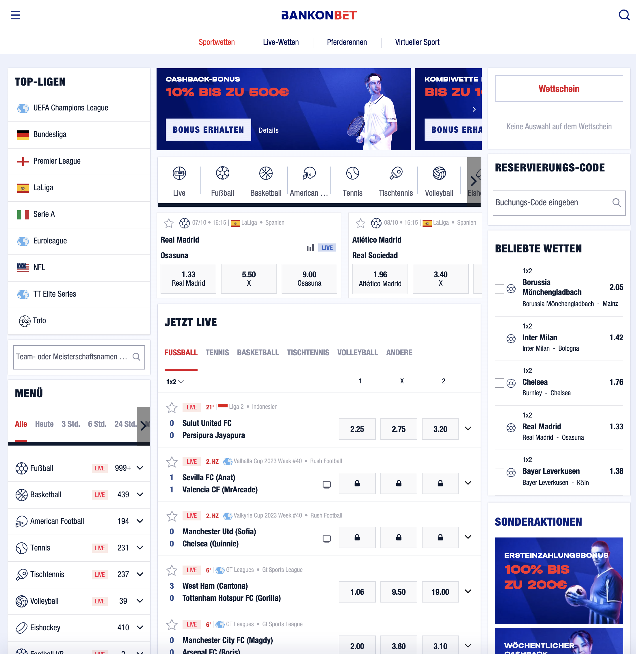 Bankonbet Wettangebot
