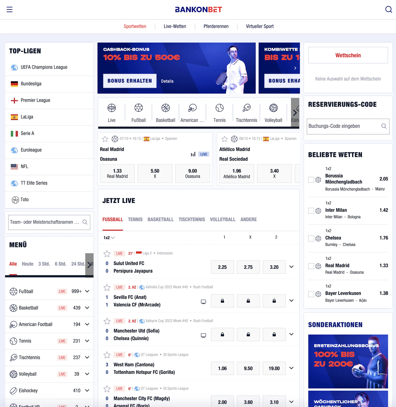 Bankonbet Wettangebot