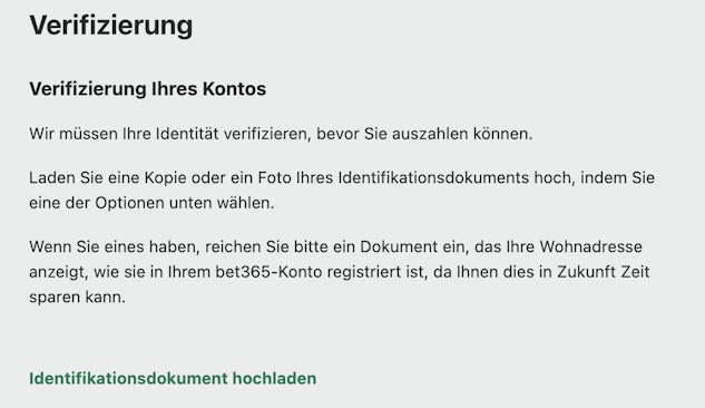 Bet365 Verifizierung