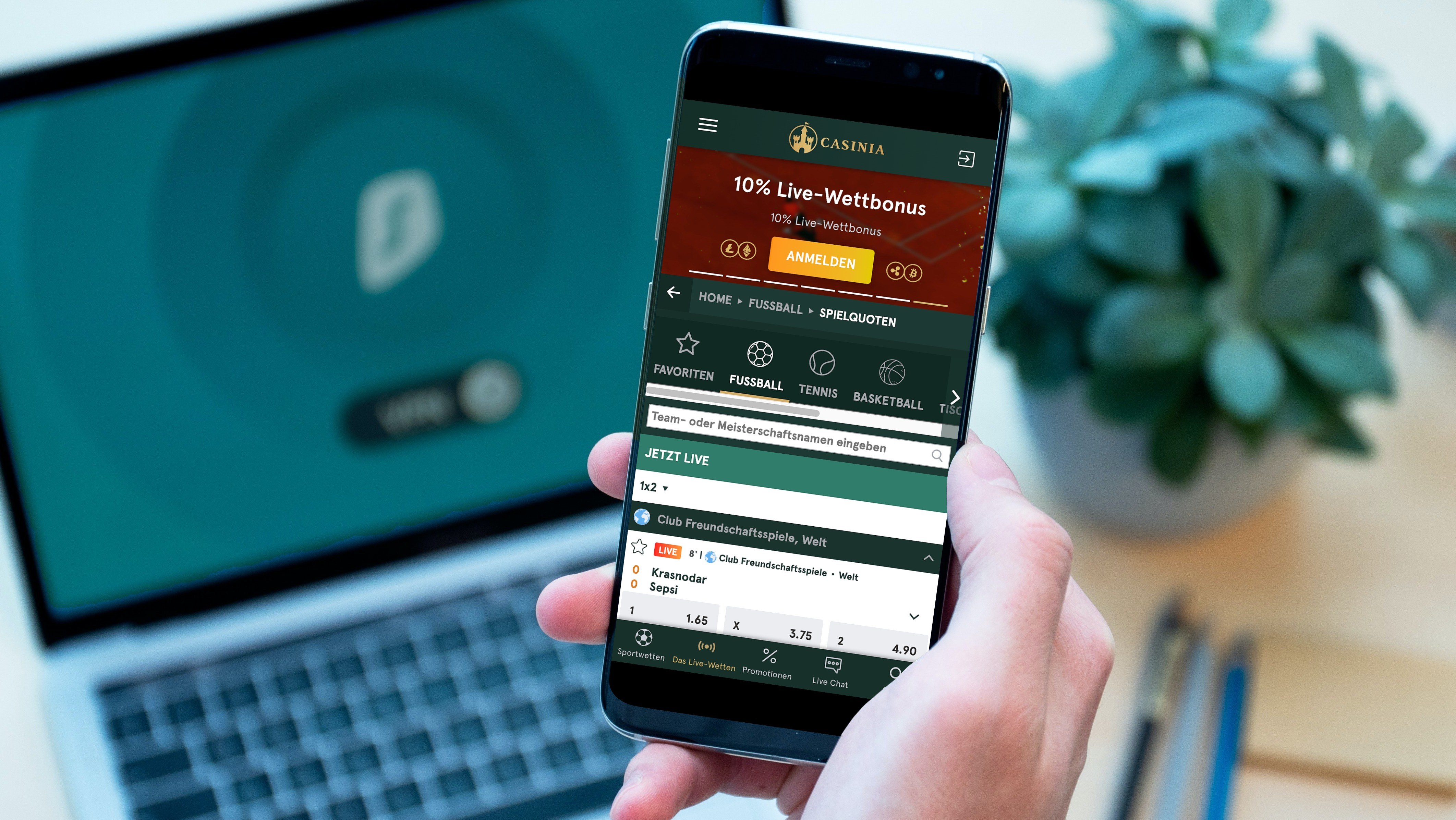 Casinia Mobile Webseite