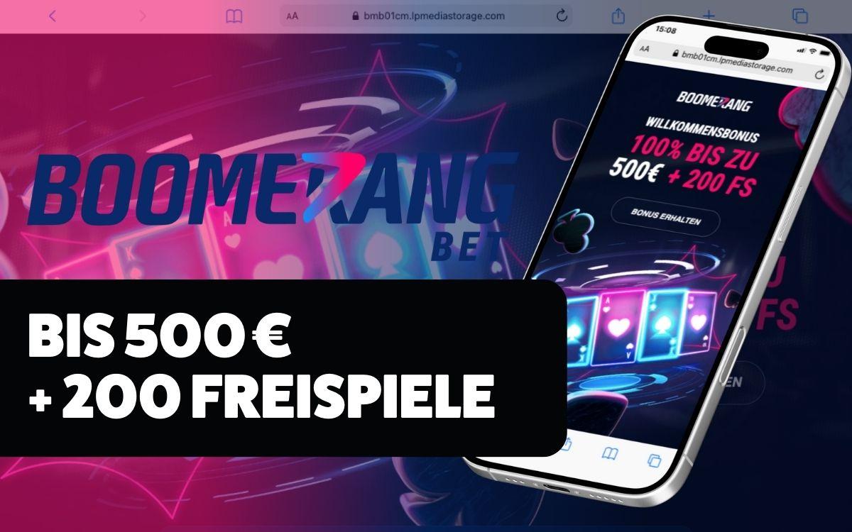 Boomerang Casino Willkommensbonus – 100 % bis 500 € + 200 Freispiele