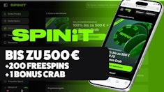 Spinit Casino Willkommensbonus: 100 % bis 500 € + 200 Freispiele + 1 Bonus Crab