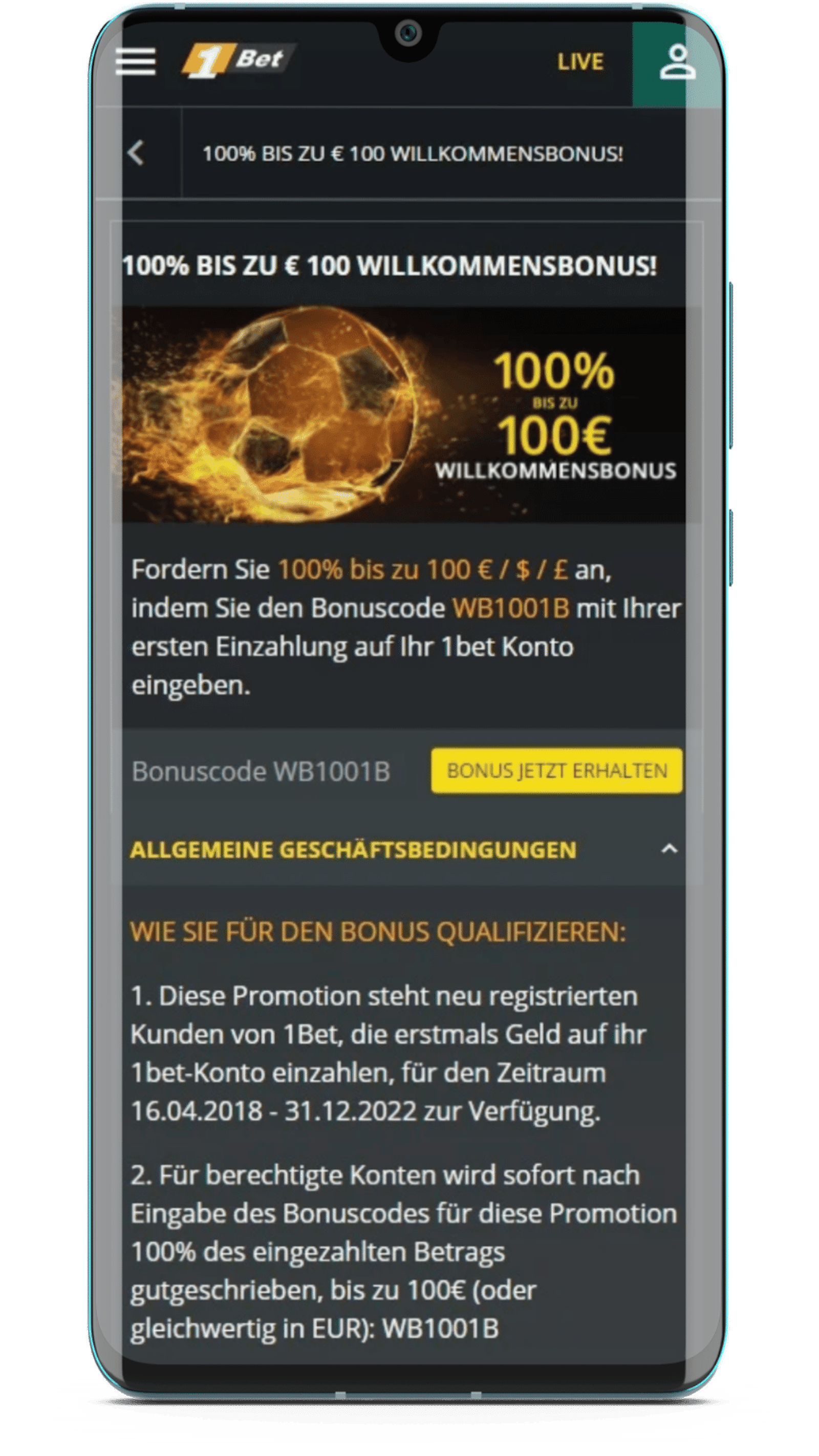 1bet app bonus