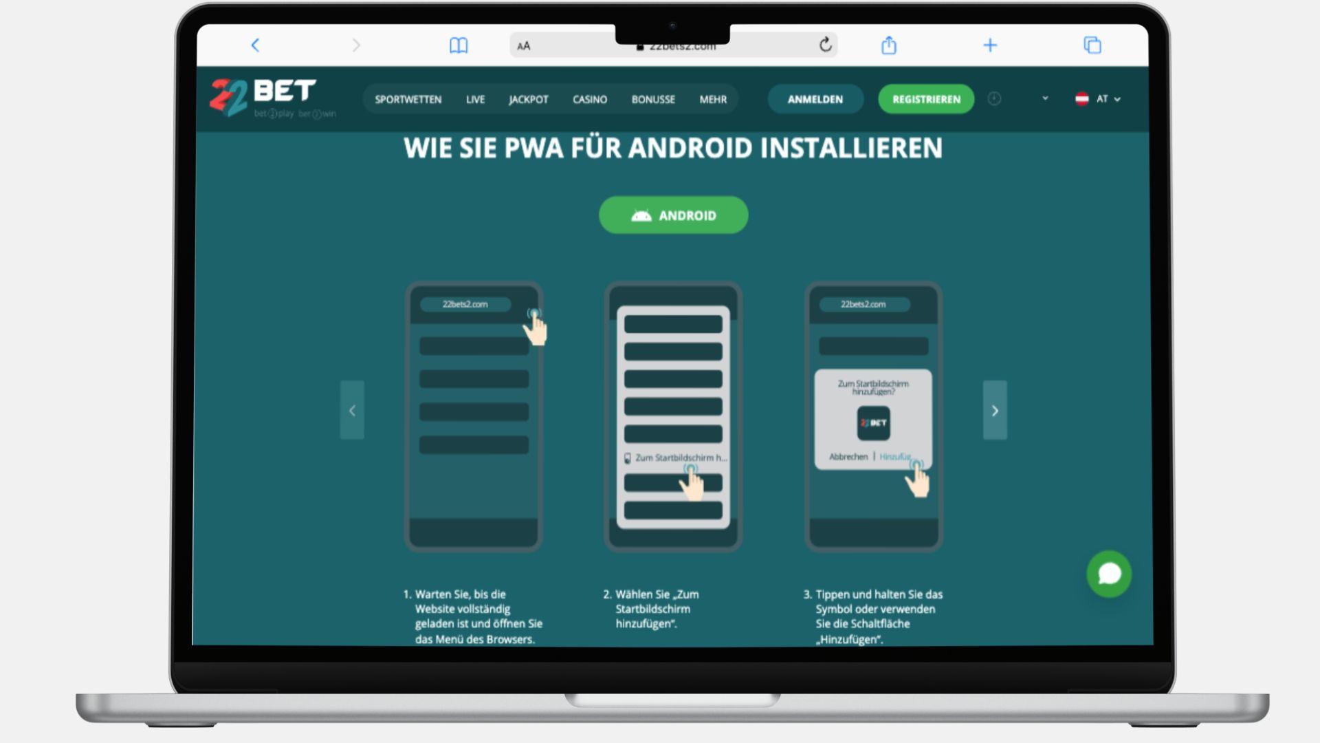22bet App Schritt 3