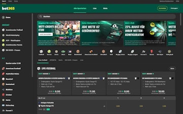 Bet365 intuitiv bedienbar Screenshot Homepage auf dem Laptop