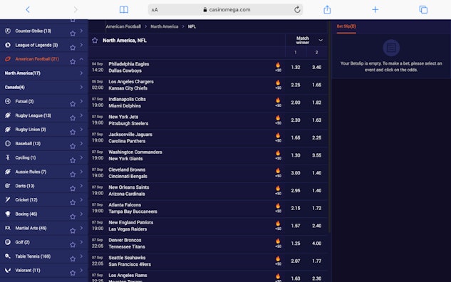 Casinomega Football Wetten