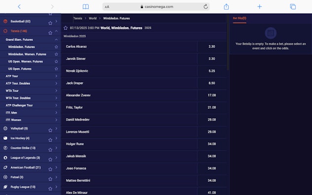 Casinomega Tennis Wetten