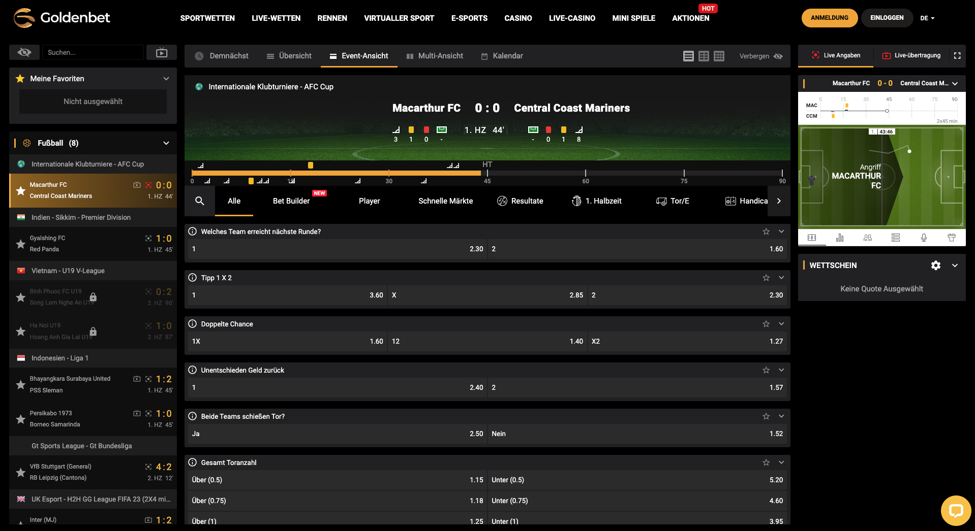 Goldenbet Livewetten