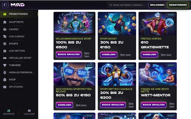 Madcasino Sport Promotions im Ueberblick