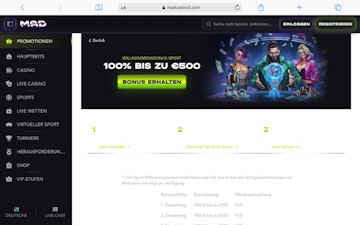 Madcasino Sportwetten Bonus