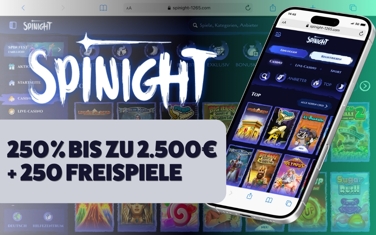 Spinight Casino Bonus: 250 % bis zu 2.500 € + 250 Freispiele