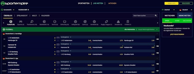Sportempire Livewetten