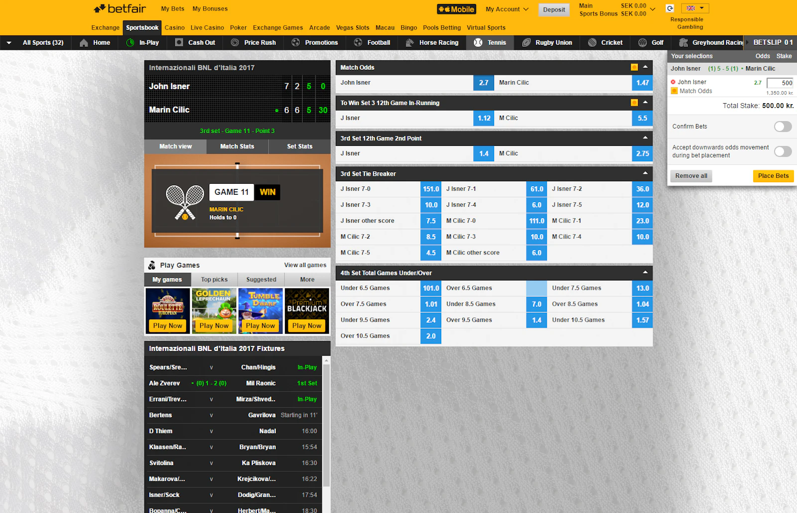 Betfair Livebet