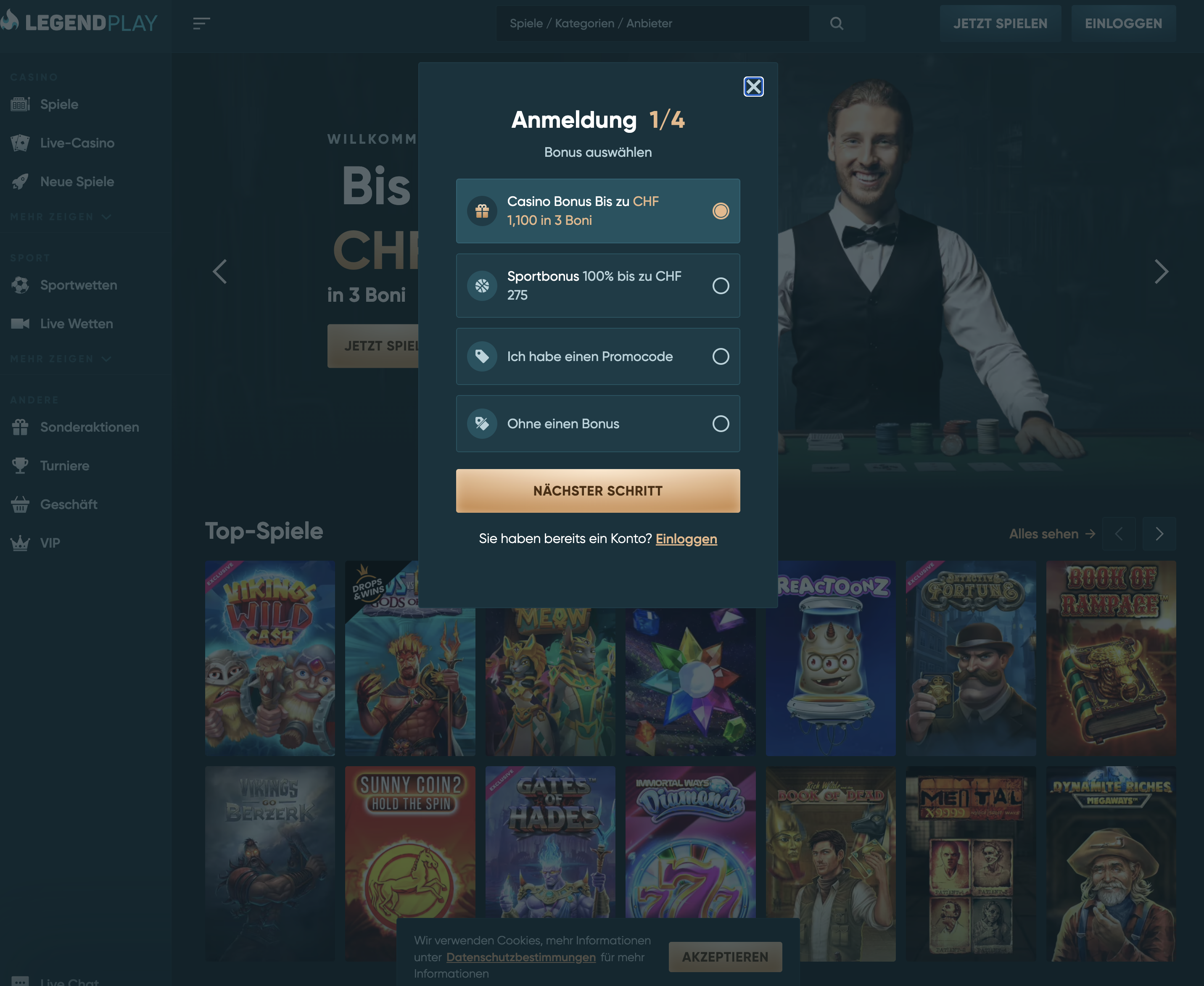 Legend Play Anmeldung