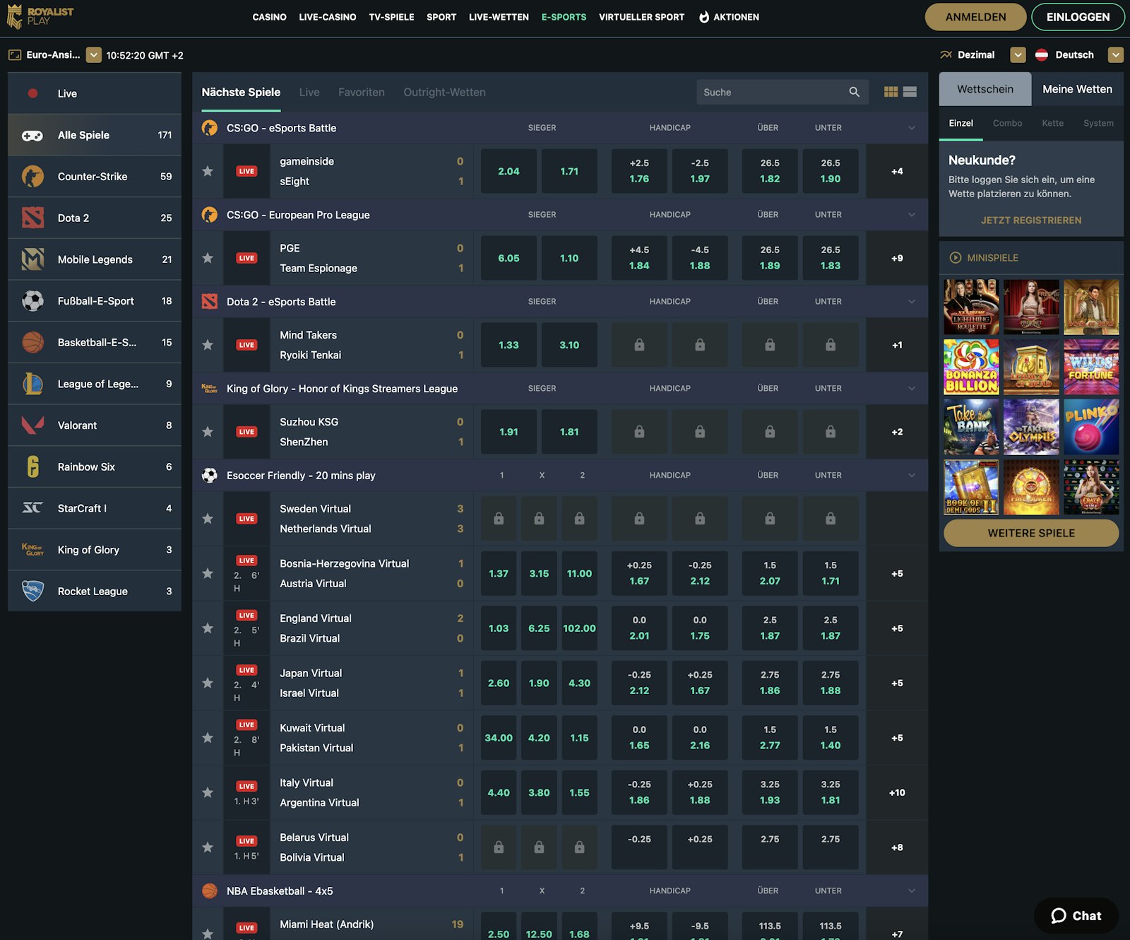 Royalist Play e Sports Angebot