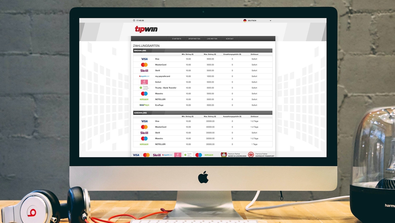 Tipwin Zahlungsmethoden