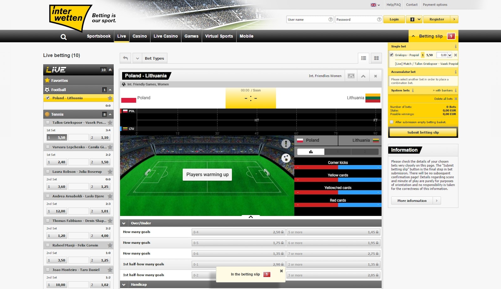 Interwetten Livewetten